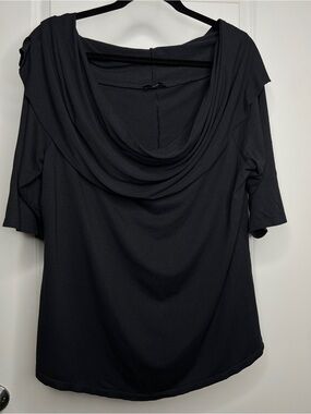Ruti Off The Shoulder Boat Neck Top Black Women Large Relaxed Fit Drape